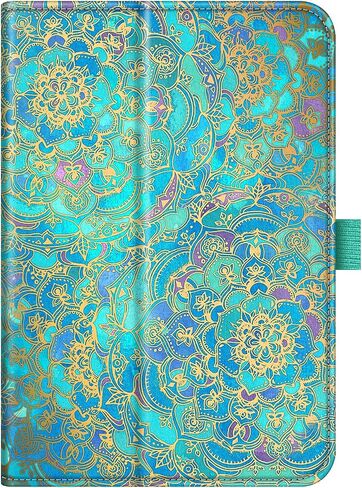 حافظة Fintie Folio لجهاز الكمبيوتر اللوحي Fire 7 الجديد كليًا (الجيل الثاني عشر، إصدار 2022) أحدث طراز - غطاء حامل قابل للطي من الجلد النباتي الفاخر مع خاصية النوم/الاستيقاظ التلقائي، ظلال من اللون الأزرق in Kuwait