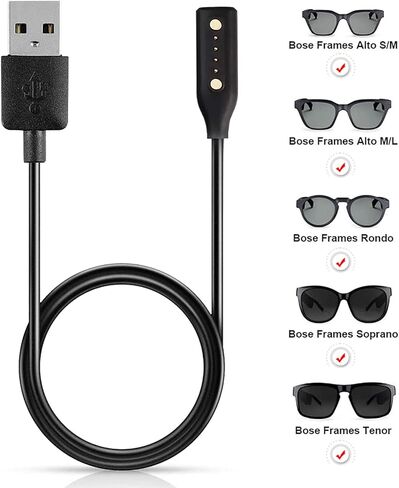 Charger Cable for Bose Frames Audio Sunglasses Replacement USB Charging Cord Accessories for Bose Frames Alto S/M M/L, Bose Frames Rondo, Bose Frames Soprano, Bose Frames Tenor - Black,80cm (2Black) in Saudi Arabia