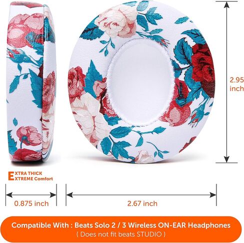 WC PadZ Solo 2 & 3 - Replacement Earpads for Beats Solo Wireless Headphones | Made by Wicked Cushions | Soft Leather, Luxury Memory Foam, Strong Adhesive (Does Not Fit Beats Solo 4) | Black in Kuwait