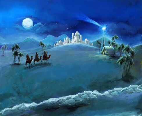 BELECO Fabric 7x5ft Nativity Scene Backdrop Christmas Night Stars Holy Family and Three Kings Desert Castle Cottage Manger Birth of Jesus Backdrop Outdoor Xmas Decor Church Religion Photo Booth Props in Kuwait