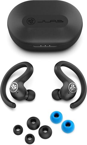 سماعات أذن بلوتوث لاسلكية JLab Audio JBuds Air Sport True + حقيبة شحن - أسود - مقاومة العرق IP66 - فئة 1 بلوتوث 5 (متجددة) in Saudi Arabia