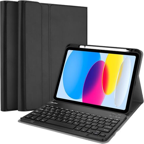 حافظة لوحة المفاتيح ProCase لجهاز iPad الجيل العاشر 10.9 بوصة 2022، حافظة جلدية PU مع لوحة مفاتيح لاسلكية قابلة للفصل مغناطيسيًا لجهاز iPad الجيل العاشر A2696 A2757 A2777 - أزرق سماوي in Saudi Arabia