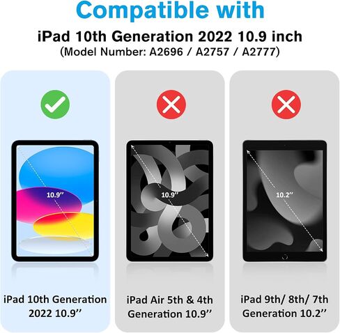 حافظة لوحة المفاتيح ProCase لجهاز iPad الجيل العاشر 10.9 بوصة 2022، حافظة جلدية PU مع لوحة مفاتيح لاسلكية قابلة للفصل مغناطيسيًا لجهاز iPad الجيل العاشر A2696 A2757 A2777 - أزرق سماوي in Saudi Arabia