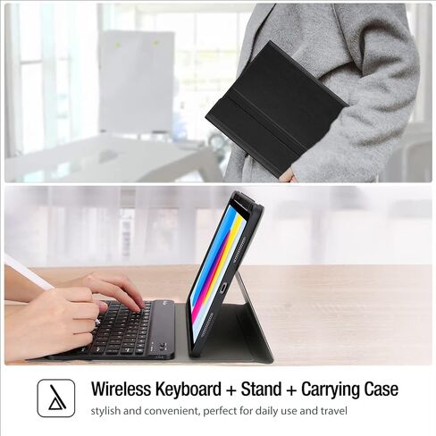 حافظة لوحة المفاتيح ProCase لجهاز iPad الجيل العاشر 10.9 بوصة 2022، حافظة جلدية PU مع لوحة مفاتيح لاسلكية قابلة للفصل مغناطيسيًا لجهاز iPad الجيل العاشر A2696 A2757 A2777 - أزرق سماوي in Saudi Arabia