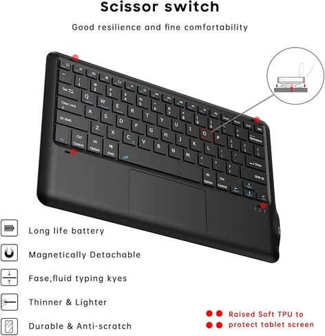 دومون حافظة كيبورد لجهاز سامسونج جالكسي تاب S7 FE 12.4 انش 2021 - غطاء لوحة مفاتيح مغناطيسي ذكي لاسلكي مقاوم للماء وقابل للفصل للوحة التحكم باللمس لجهاز S7 FE SM-T730/T736 مع حامل قلم S (اسود) in Kuwait