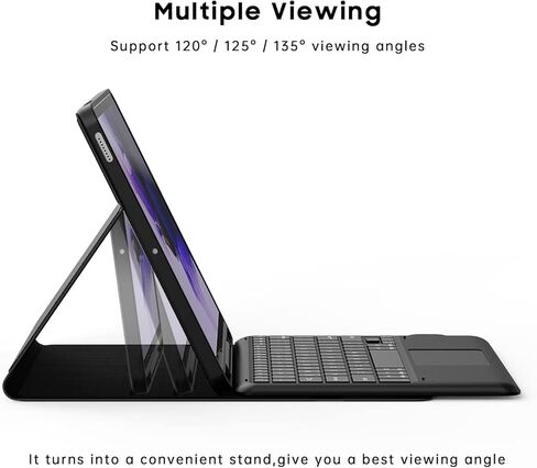 دومون حافظة كيبورد لجهاز سامسونج جالكسي تاب S7 FE 12.4 انش 2021 - غطاء لوحة مفاتيح مغناطيسي ذكي لاسلكي مقاوم للماء وقابل للفصل للوحة التحكم باللمس لجهاز S7 FE SM-T730/T736 مع حامل قلم S (اسود) in Kuwait