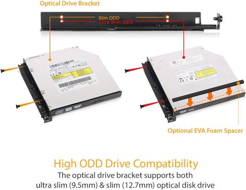 ICY DOCK 2 Bay 2.5 SAS/SATA SSD/HDD & (Ultra) Slim Optical Disk Drive CD DVD ROM Backplane Enclosure for 5.25" Bay | ToughArmor MB602SPO-B in Kuwait