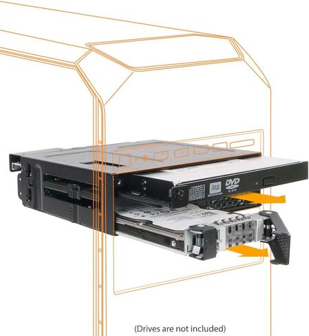 ICY DOCK 2 Bay 2.5 SAS/SATA SSD/HDD & (Ultra) Slim Optical Disk Drive CD DVD ROM Backplane Enclosure for 5.25" Bay | ToughArmor MB602SPO-B in Kuwait
