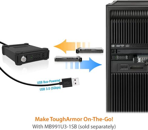 ICY DOCK 2 Bay 2.5 SAS/SATA SSD/HDD & (Ultra) Slim Optical Disk Drive CD DVD ROM Backplane Enclosure for 5.25" Bay | ToughArmor MB602SPO-B in Kuwait