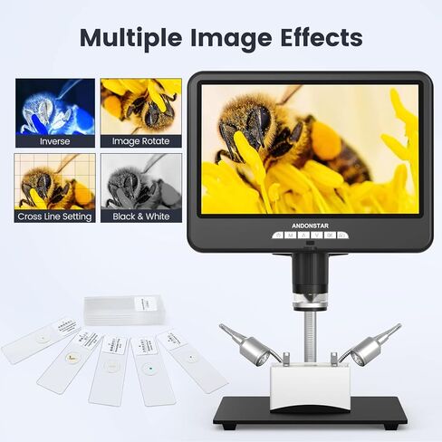 Andonstar Coin مجهر رقمي للعملات المعدنية الخطأ، مجهر رقمي 330X HDMI 2160P UHD سجل فيديو، AD207S PRO 7 بوصة LCD مجهر فيديو بيولوجي للبالغين، بطاقة SD 32 جيجا، 5 قطع شرائح in Kuwait