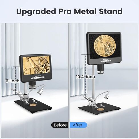 Andonstar Coin مجهر رقمي للعملات المعدنية الخطأ، مجهر رقمي 330X HDMI 2160P UHD سجل فيديو، AD207S PRO 7 بوصة LCD مجهر فيديو بيولوجي للبالغين، بطاقة SD 32 جيجا، 5 قطع شرائح in Kuwait