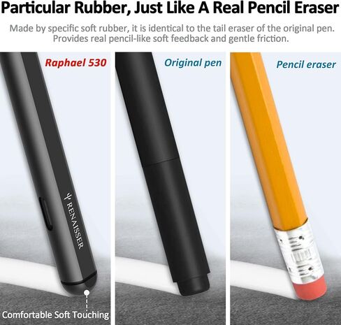 رينايسير قلم ستايلس 530 من رافاييل للسطح، ذيل ناعم وممحاة مزدوجة، مصمم في هيوستن، صنع في تايوان، شحن USB-C، حساسية ضغط 4096، لجهاز سيرفس برو 9 وبرو 8/ لابتوب 5 in Kuwait
