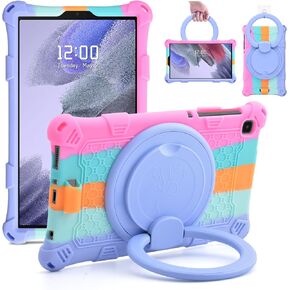 DETUOSI Silicone Case for Samsung Galaxy Tab A7 Lite 8.7 inch 2021 Model (SM-T220/T225/T227u) with Rotating Stand, Soft Lightweight Multi Angle Protective Case for Galaxy Tab A7 Lite, Dazzling Pink in Kuwait