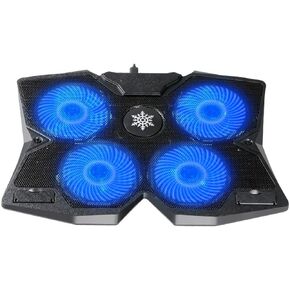 كوسكين قاعدة تبريد للابتوب والنوت بوك للالعاب مع 4 مراوح هادئة واضاءة LED زرقاء، 2 USB لاجهزة اللابتوب مقاس 10-17 انش in Kuwait