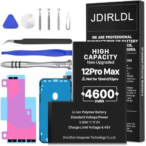 (4600mAh) Battery for iPhone 12 Pro max,(Model: A2410 A2411 A2412 A2342) Replacement Battery with High Capacity for iPhone 12 Pro max with Full Remove Repair Tool Kit.lk in Kuwait