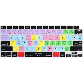 XSKN Shortcut Function and Language Series Silicone Keyboard Cover Skin for 2020 Released New MacBook Air 13.3 inch with Touch ID A2179 A2337 M1 Chip (US EU Common Version Russian Black), K-361