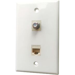 BOPLAT Single Gang CAT6 Ethernet Coax Wall Plate Light اللوز - CAT 6 RJ45 لوحة غطاء محورية أنثى إلى أنثى لكابلات شبكة CAT6/CAT5e وتلفزيون الكابل in Kuwait