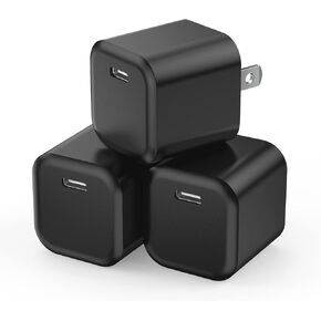 USB C Wall Charger, Besgoods USB Type C Port Fast Charging Block Power Adapter Plug Cube Compatible with iPhone 15 Pro Max 14 13 12 11 SE XR XS X 8 7 Plus, iPad, AirPods, Galaxy, Pixel- Black,3Pack