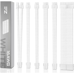 طقم تمديد كابل EZDIY-FAB PSU كابل ذو أكمام مخصص لإمداد الطاقة وصلة أكمام 16 AWG 24-PIN 8-PIN 6-PIN 4+4-PIN مع أمشاط بيضاء - موصل أبيض - كابل أبيض وأرجواني in Saudi Arabia