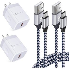 Quick Charge 3.0 USB Wall Charger Block with Type C Cable Fast Charging for Samsung Galaxy S23/S22/S21/S20 FE/Ultra/Plus 5G Note 20 Ultra/10 S10e A54 A34 A52 A13 A20, 18W 3A Power Adapter Plug C Cord in Saudi Arabia