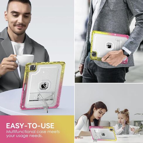 حافظة ZoneFoker لجهاز iPad Pro 12.9 الجيل السادس/الخامس/الرابع/الثالث 2022/2021/2020/2018، غطاء حافظة iPad Pro مقاس 12.9 بوصة مع حامل أقلام، قوي وخفيف الوزن مع مسند للفتيات والنساء، وردي لامع in Kuwait