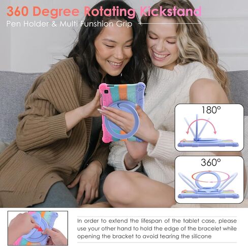 حافظة سيليكون DETUOSI لجهاز Samsung Galaxy Tab A7 Lite 8.7 بوصة موديل 2021 (SM-T220/T225/T227u) مع حامل دوار، حافظة حماية ناعمة خفيفة الوزن متعددة الزوايا لجهاز Galaxy Tab A7 Lite، وردي مبهر in Saudi Arabia