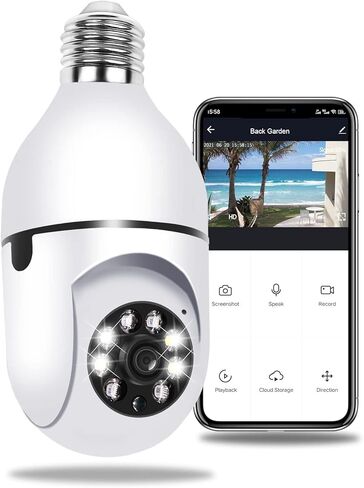 TIENCIY Pan Tilt Security Light Camera, Full-HD 1080P Wireless Wi-Fi IP Camera, Home Surveillance CCTV Cameras with Motion Auto Tracking/Siren Alarm/Night Vision/Remote Viewing/Two-Way Audio in Kuwait