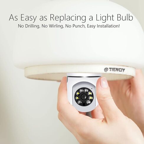 TIENCIY Pan Tilt Security Light Camera, Full-HD 1080P Wireless Wi-Fi IP Camera, Home Surveillance CCTV Cameras with Motion Auto Tracking/Siren Alarm/Night Vision/Remote Viewing/Two-Way Audio in Kuwait