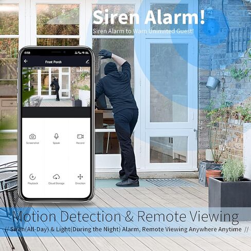 TIENCIY Pan Tilt Security Light Camera, Full-HD 1080P Wireless Wi-Fi IP Camera, Home Surveillance CCTV Cameras with Motion Auto Tracking/Siren Alarm/Night Vision/Remote Viewing/Two-Way Audio in Kuwait