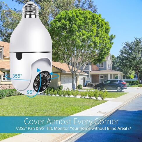 TIENCIY Pan Tilt Security Light Camera, Full-HD 1080P Wireless Wi-Fi IP Camera, Home Surveillance CCTV Cameras with Motion Auto Tracking/Siren Alarm/Night Vision/Remote Viewing/Two-Way Audio in Kuwait