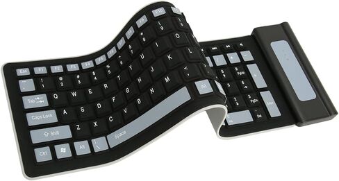 103 Keys Wireless Foldable Silicone Keyboard, Portable Soft Touch Flexible Keyboard Roll Up Keyboard with USB Receiver, Silent Typing Waterproof Keyboard for PC Laptop (Blue) in Saudi Arabia