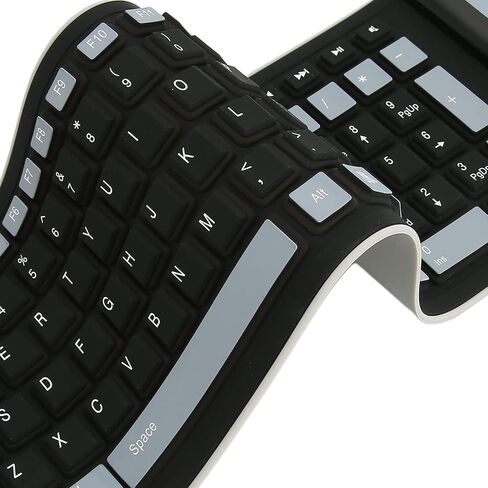 103 Keys Wireless Foldable Silicone Keyboard, Portable Soft Touch Flexible Keyboard Roll Up Keyboard with USB Receiver, Silent Typing Waterproof Keyboard for PC Laptop (Blue) in Saudi Arabia