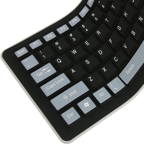 103 Keys Wireless Foldable Silicone Keyboard, Portable Soft Touch Flexible Keyboard Roll Up Keyboard with USB Receiver, Silent Typing Waterproof Keyboard for PC Laptop (Blue) in Saudi Arabia