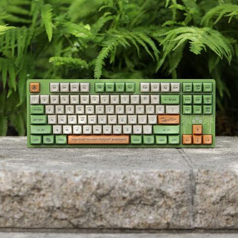 DROP + The Lord of The Rings Elvish Mechanical Keyboard, Holy Panda X Switches, Green ENTR Tenkeyless Anodized Aluminum Case, White Backlighting, USB-C, Doubleshot MT3 keycaps, TKL Layout in Kuwait