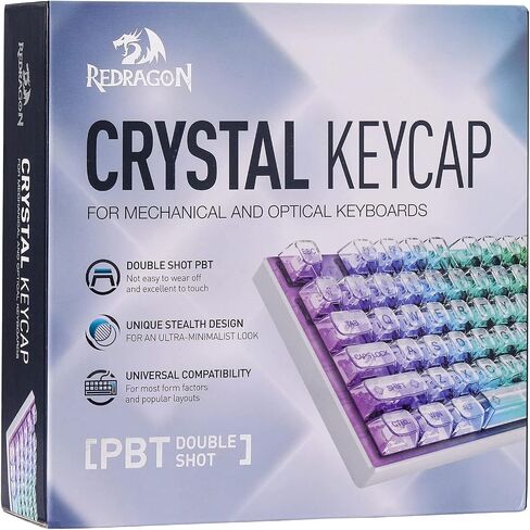 Redragon A135 Crystal KeyCaps، مجموعة 147 مفتاحًا قياسيًا Doubleshot PBT Keycap، ملف تعريف OSA، تخطيط أمريكي (ANSI)، متوافق مع معظم لوحات المفاتيح الميكانيكية ولوحات المفاتيح الضوئية، يتضمن ساحبة أغطية المفاتيح in Kuwait