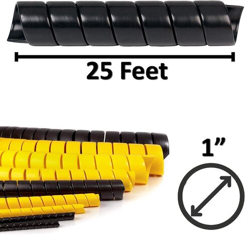 Electriduct 3/4 Inch Heavy Duty Spiral Wrap HDPE Flexible Plastic Cable Sleeve Hose Protector 25 Feet - Black in Saudi Arabia