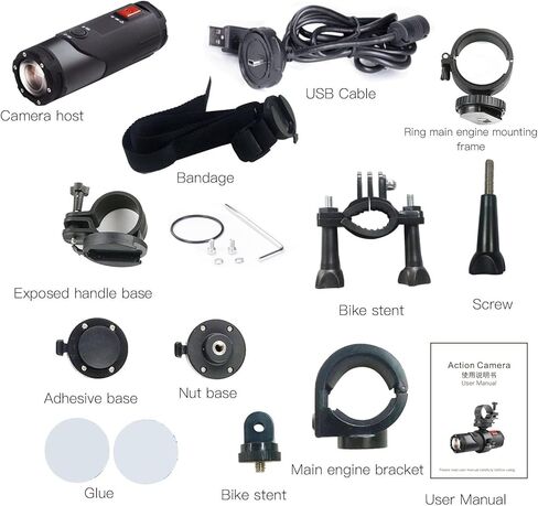 كاميرا عمل Heayzoki، كاميرا خوذة دراجة نارية 4K، كاميرا فيديو رياضية بزاوية واسعة 170 درجة مقاومة للماء، كاميرا للجسم مضادة للاهتزاز، كاميرا تسجيل فيديو واي فاي لدراجة نارية خارجية، بطارية مدمجة in Kuwait