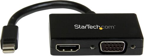 StarTech.com Mini DisplayPort إلى HDMI وVGA - محول سفر 2 في 1 - محول Mini DisplayPort إلى VGA - Mini DP إلى HDMI Dongle - محول الشاشة (MDP2HDVGA)، أسود in Saudi Arabia