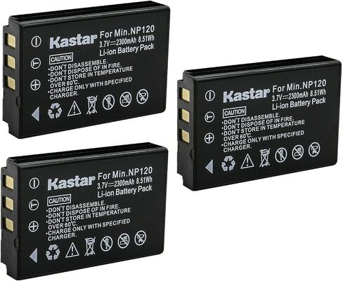 Kastar 2-Pack Q120 بطارية ليثيوم أيون قابلة لإعادة الشحن لكاميرا MINOLTA MN35Z، بطارية Zoom BT-03 BT-03B، كاميرا تسجيل Zoom Q8 Q8N، كاميرا Bell & Howell B35HDZ in Saudi Arabia