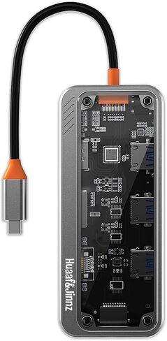 موزع USB نوع سي متعدد المنافذ 10 في 1 من هواف اند جينز، مع 3 منافذ USB 3.0 عالية السرعة، 4K HDMI، 1080p VGA، جيجابت ايثرنت، مقبس صوت 3.5 ملم، فتحات بطاقة SD/TF، شحن PD 100 واط in Saudi Arabia