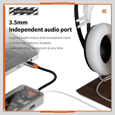 موزع USB نوع سي متعدد المنافذ 10 في 1 من هواف اند جينز، مع 3 منافذ USB 3.0 عالية السرعة، 4K HDMI، 1080p VGA، جيجابت ايثرنت، مقبس صوت 3.5 ملم، فتحات بطاقة SD/TF، شحن PD 100 واط in Saudi Arabia