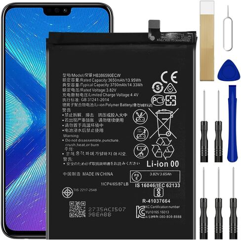 بطارية بديلة WUHAO لهاتف Huawei Honor 8X، 8X JSN-L22 JSN-L23 لبطارية HB386590ECW مع طقم إصلاح أدوات الشريط اللاصق in Kuwait