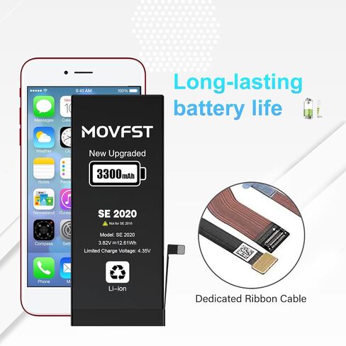 Replacement Battery for iPhone SE 2020 2nd Gen,3300mAh Li-ion Polymer High Capacity Battery Fit for iPhone SE 2020 2nd Gen Model A2275 A2296 A2298 with Repair Tool Kits in Saudi Arabia