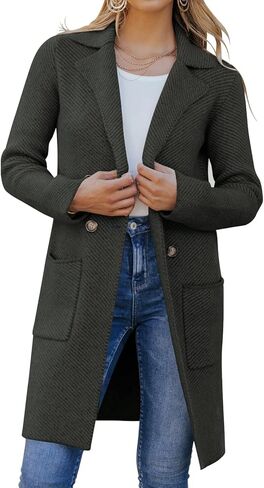 سترة نسائية مفتوحة من الأمام بأكمام طويلة كاجوال وأزرار سفلية مع جيوب in Kuwait