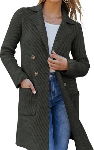 سترة نسائية مفتوحة من الأمام بأكمام طويلة كاجوال وأزرار سفلية مع جيوب in Kuwait