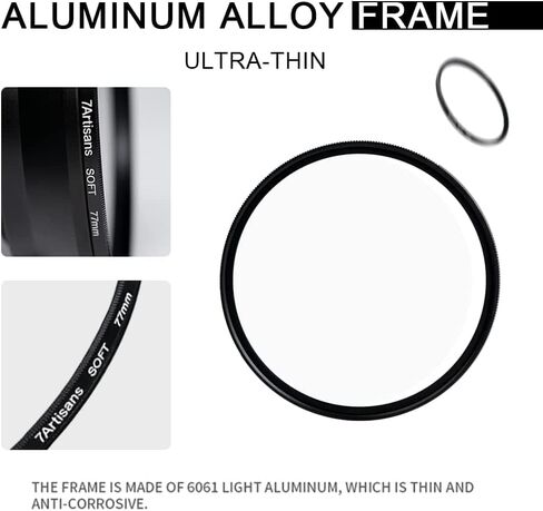 7artisans Soft Focus Filter 1/4 Aluminum Alloy Natural Soft Diffuser Effect Dream Cinematic Effect Soft Focus Optical Glass Filter (77mm) in Saudi Arabia