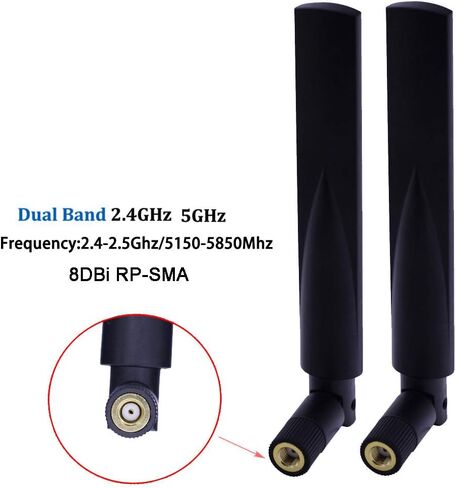 هوائي راوتر واي فاي ثنائي النطاق 8dBi 2.4G/5G 5.8MHz مع مقبس RP-SMA ذكر (هوائي + 25 سم RP-SMA MHF4/IPX ضفيرة) in Saudi Arabia