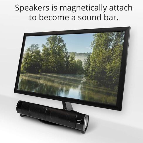 Connectland 17 Inch Stereo 2.0 Channel USB Powered Speaker Sound Bar for Desktop, Laptop, Cell Phone, TV, Tablet PC/Mac/Linux/Android/iPhone/iPad Dark Walnut CL-SPK20150 in Saudi Arabia