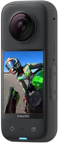 Insta360 X3 - كاميرا أكشن 360 مقاومة للماء مع مستشعرات 1/2 بوصة 48 ميجابكسل، فيديو 5.7K 360، صورة 72 ميجابكسل 360، تثبيت، شاشة لمس، بث مباشر + بطاريتين إضافيتين + شاحن + عصا سيلفي + حافظة + المزيد in Kuwait