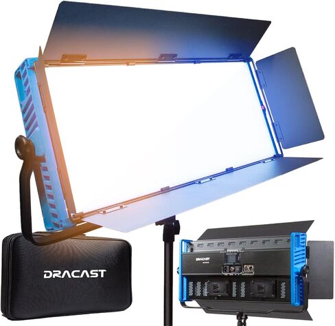 Dracast Kala Plus Series 3000 Bicolor LED Video Light | Adjustable 3200K - 5600K | App Control | Dimmable 0-100% | CRI & TLCI 96+ | V-Mount Battery Plate | Barn Doors and Diffusion Panel Included in Saudi Arabia